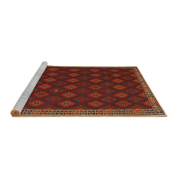 Sideview of Machine Washable Traditional Dark Sienna Brown Rug, wshtr3346