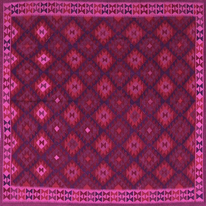 Square Machine Washable Southwestern Pink Country Rug, wshtr3346pnk