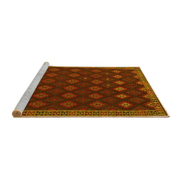 Sideview of Machine Washable Southwestern Yellow Country Rug, wshtr3346yw