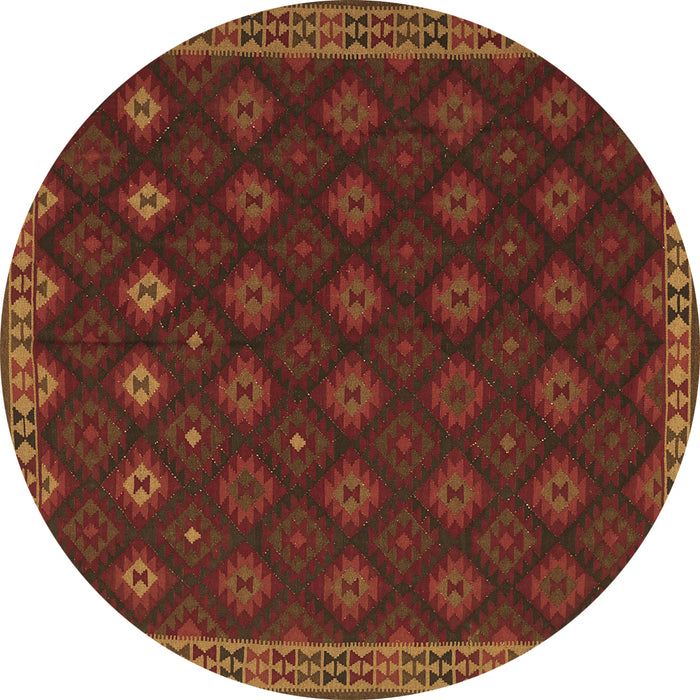Round Southwestern Brown Country Rug, tr3346brn