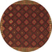 Round Southwestern Brown Country Rug, tr3346brn