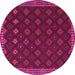 Round Machine Washable Southwestern Pink Country Rug, wshtr3346pnk