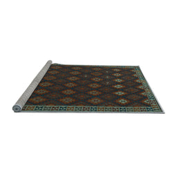 Sideview of Machine Washable Southwestern Light Blue Country Rug, wshtr3346lblu