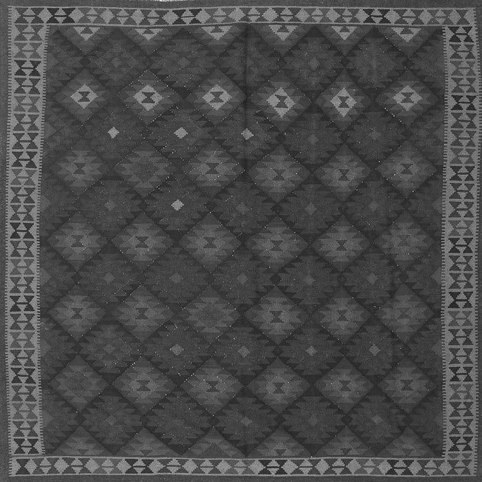 Round Machine Washable Southwestern Gray Country Rug, wshtr3346gry