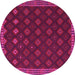 Round Southwestern Pink Country Rug, tr3346pnk
