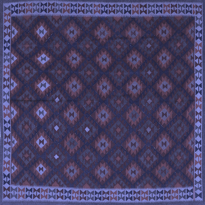 Square Machine Washable Southwestern Blue Country Rug, wshtr3346blu