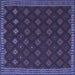 Square Southwestern Blue Country Rug, tr3346blu