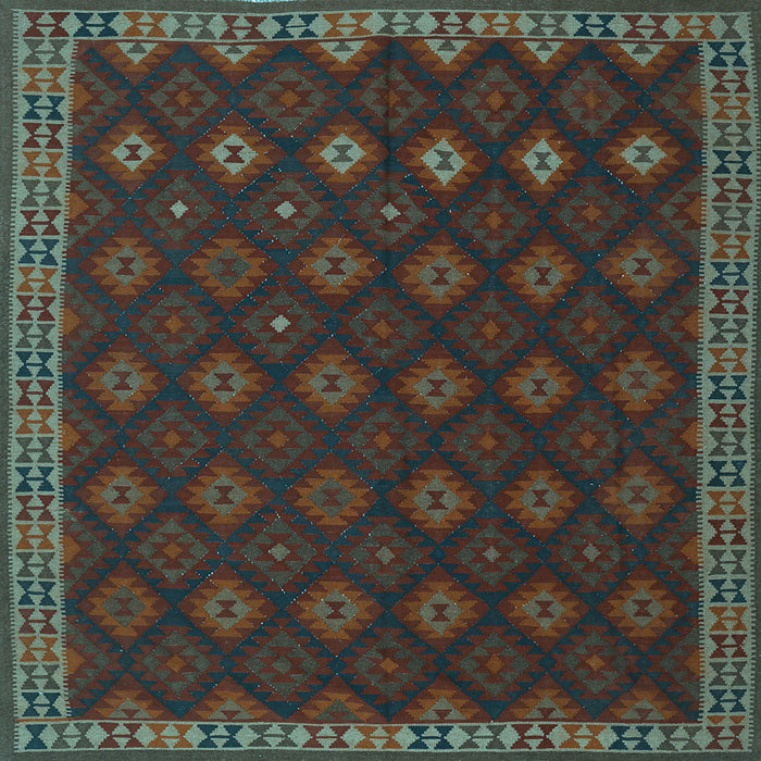 Square Southwestern Light Blue Country Rug, tr3346lblu