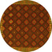 Round Southwestern Yellow Country Rug, tr3346yw