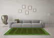 Machine Washable Southwestern Green Country Area Rugs in a Living Room,, wshtr3346grn