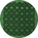 Round Southwestern Emerald Green Country Rug, tr3346emgrn