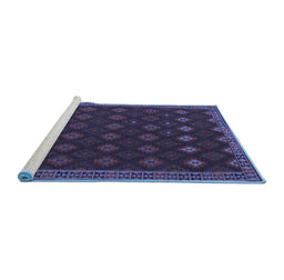 Sideview of Machine Washable Southwestern Blue Country Rug, wshtr3346blu
