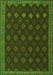 Serging Thickness of Machine Washable Southwestern Green Country Area Rugs, wshtr3346grn