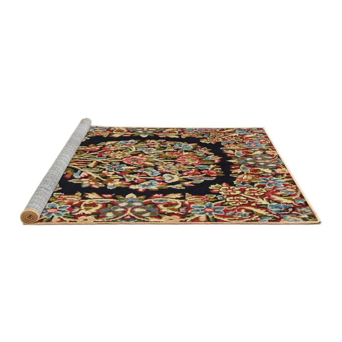 Sideview of Machine Washable Traditional Saffron Red Rug, wshtr3347