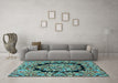 Machine Washable Persian Light Blue Traditional Rug in a Living Room, wshtr3347lblu