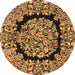 Round Machine Washable Persian Brown Traditional Rug, wshtr3347brn