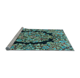Sideview of Machine Washable Persian Light Blue Traditional Rug, wshtr3347lblu