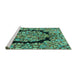 Sideview of Machine Washable Persian Turquoise Traditional Area Rugs, wshtr3347turq