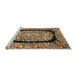 Sideview of Machine Washable Traditional Metallic Gold Rug, wshtr3348