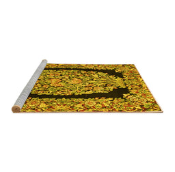 Sideview of Machine Washable Persian Yellow Traditional Rug, wshtr3348yw