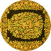 Round Machine Washable Persian Yellow Traditional Rug, wshtr3348yw