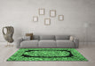 Machine Washable Persian Emerald Green Traditional Area Rugs in a Living Room,, wshtr3348emgrn