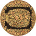 Round Persian Brown Traditional Rug, tr3348brn