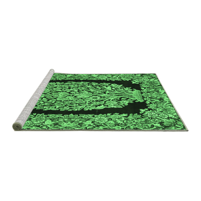 Sideview of Machine Washable Persian Emerald Green Traditional Area Rugs, wshtr3348emgrn