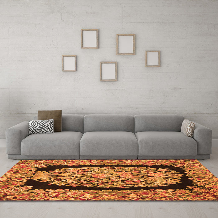 Machine Washable Persian Orange Traditional Area Rugs in a Living Room, wshtr3348org