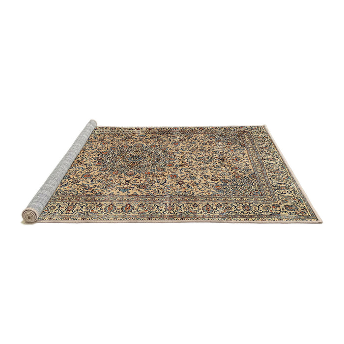 Sideview of Machine Washable Traditional Coffee Brown Rug, wshtr3349