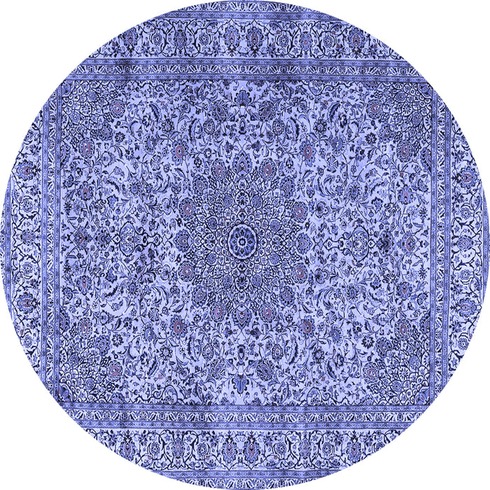 Round Machine Washable Persian Blue Traditional Rug, wshtr3349blu