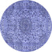 Round Machine Washable Persian Blue Traditional Rug, wshtr3349blu