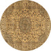 Round Machine Washable Persian Brown Traditional Rug, wshtr3349brn