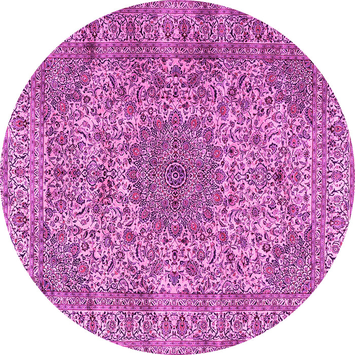 Round Machine Washable Persian Pink Traditional Rug, wshtr3349pnk