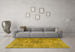 Machine Washable Persian Yellow Traditional Rug in a Living Room, wshtr3349yw