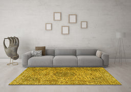 Machine Washable Persian Yellow Traditional Rug in a Living Room, wshtr3349yw