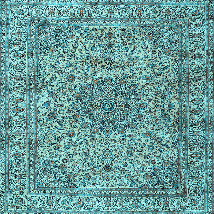 Square Machine Washable Persian Light Blue Traditional Rug, wshtr3349lblu