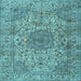 Square Machine Washable Persian Light Blue Traditional Rug, wshtr3349lblu