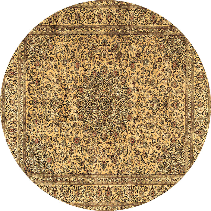 Round Persian Brown Traditional Rug, tr3349brn