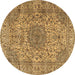 Round Persian Brown Traditional Rug, tr3349brn