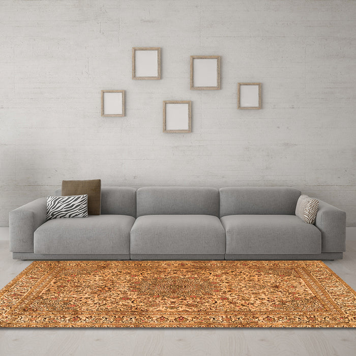 Machine Washable Persian Orange Traditional Area Rugs in a Living Room, wshtr3349org