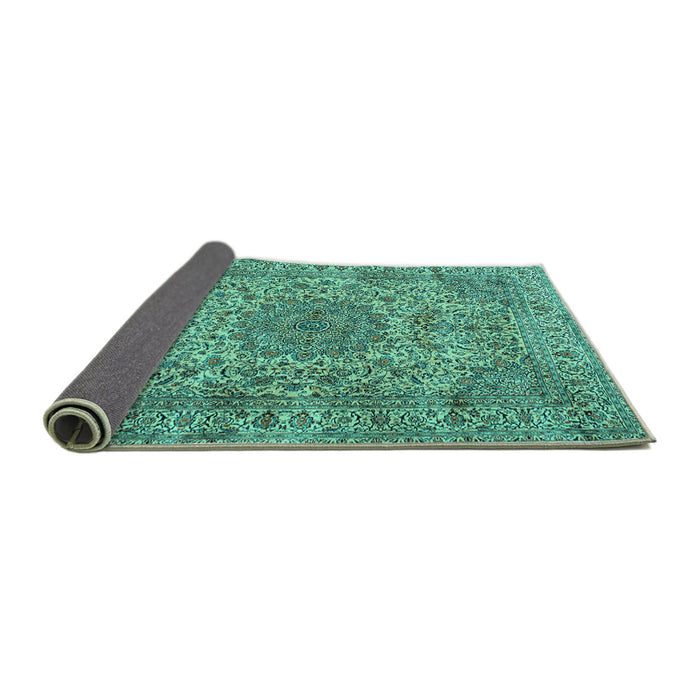 Sideview of Persian Turquoise Traditional Rug, tr3349turq