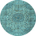 Round Persian Light Blue Traditional Rug, tr3349lblu