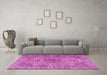 Machine Washable Persian Pink Traditional Rug in a Living Room, wshtr3349pnk