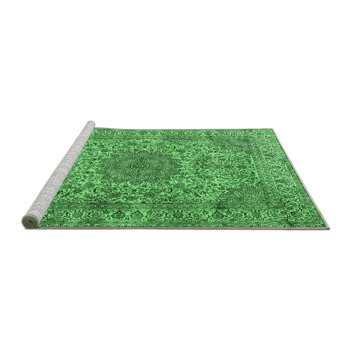 Sideview of Machine Washable Persian Emerald Green Traditional Area Rugs, wshtr3349emgrn
