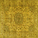 Square Machine Washable Persian Yellow Traditional Rug, wshtr3349yw