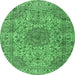 Round Persian Emerald Green Traditional Rug, tr3349emgrn