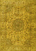 Machine Washable Persian Yellow Traditional Rug, wshtr3349yw