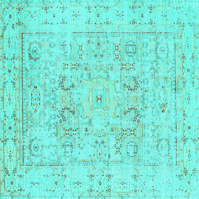 Square Machine Washable Persian Turquoise Traditional Area Rugs, wshtr334turq