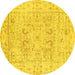 Round Persian Yellow Traditional Rug, tr334yw